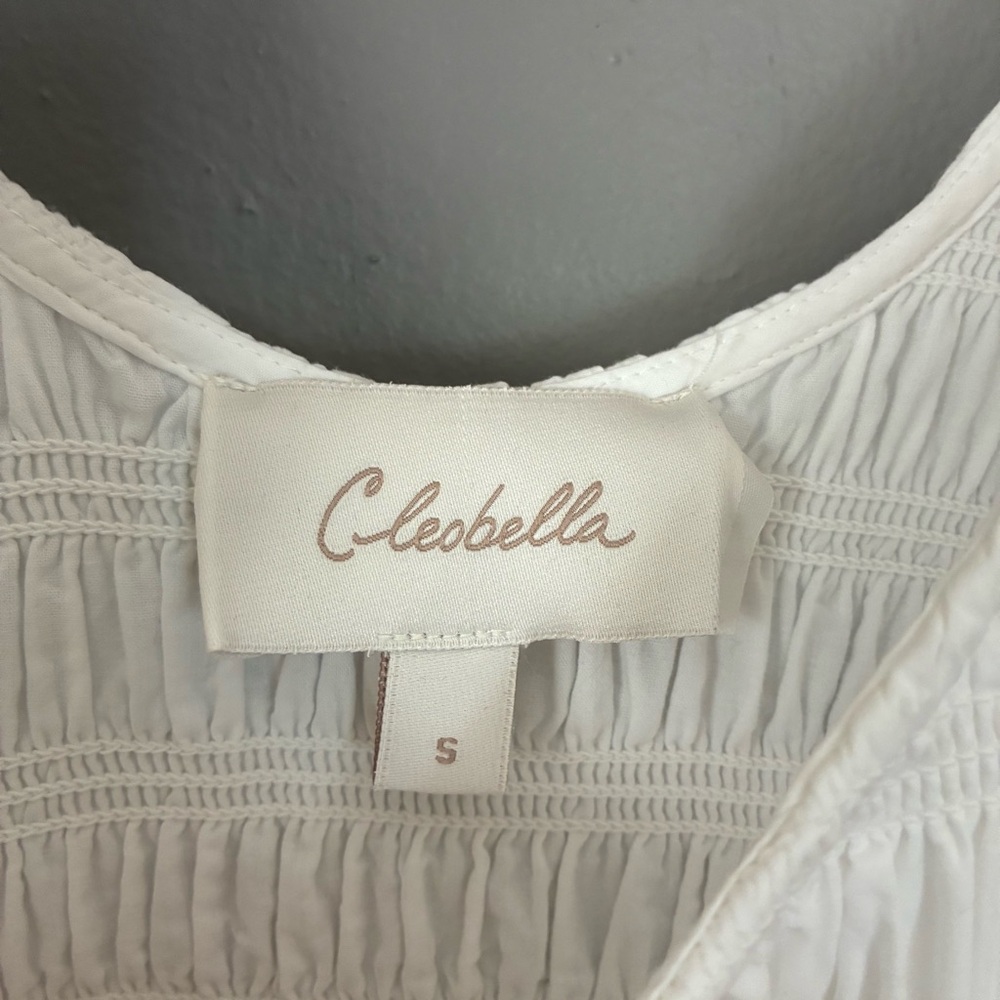 CLEOBELLA Kaiya Ruffle Tea Dress Smocked White Tiered Bow Coquette Cottagecore S - Picture 6 of 14